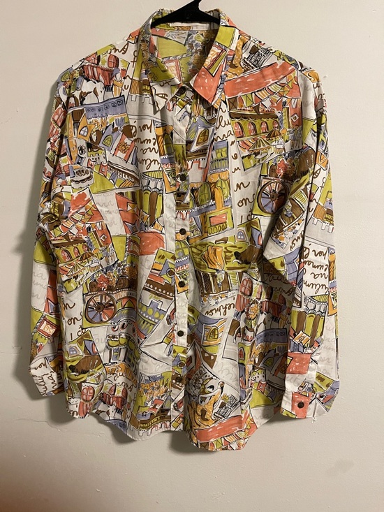 simple life Other - Vintage Unisex Simple Life Japan 🇯🇵Art Print Button Down Shirt - Scenic Novelty